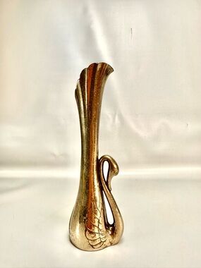 Vintage Silver Plated Swan Bud Vase Art Deco Design Weighted Bottom 7 inch